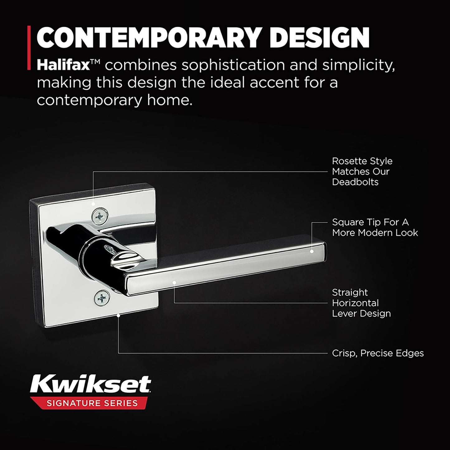 Kwikset 788HFLSQT26 Halifax Dummy Door Handle Single Sided Lever Polished Chrome