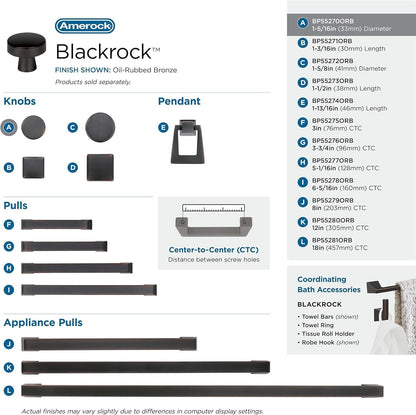 Amerock BP55270ORB Blackrock Cabinet Knob Oil Rubbed Bronze 1-5/16" Diameter