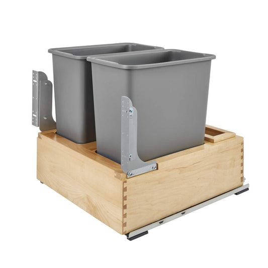 Rev-A-Shelf Rev A Shelf 4WC-24DM2SC Heavy Duty Double 30 Quart Mounted Pullout Container Bin