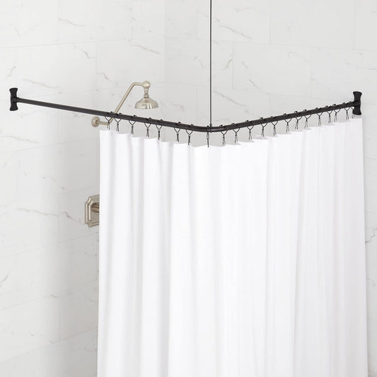 Signature Hardware 466803 60" x 48" Corner Brass Shower Rod - Matte Black