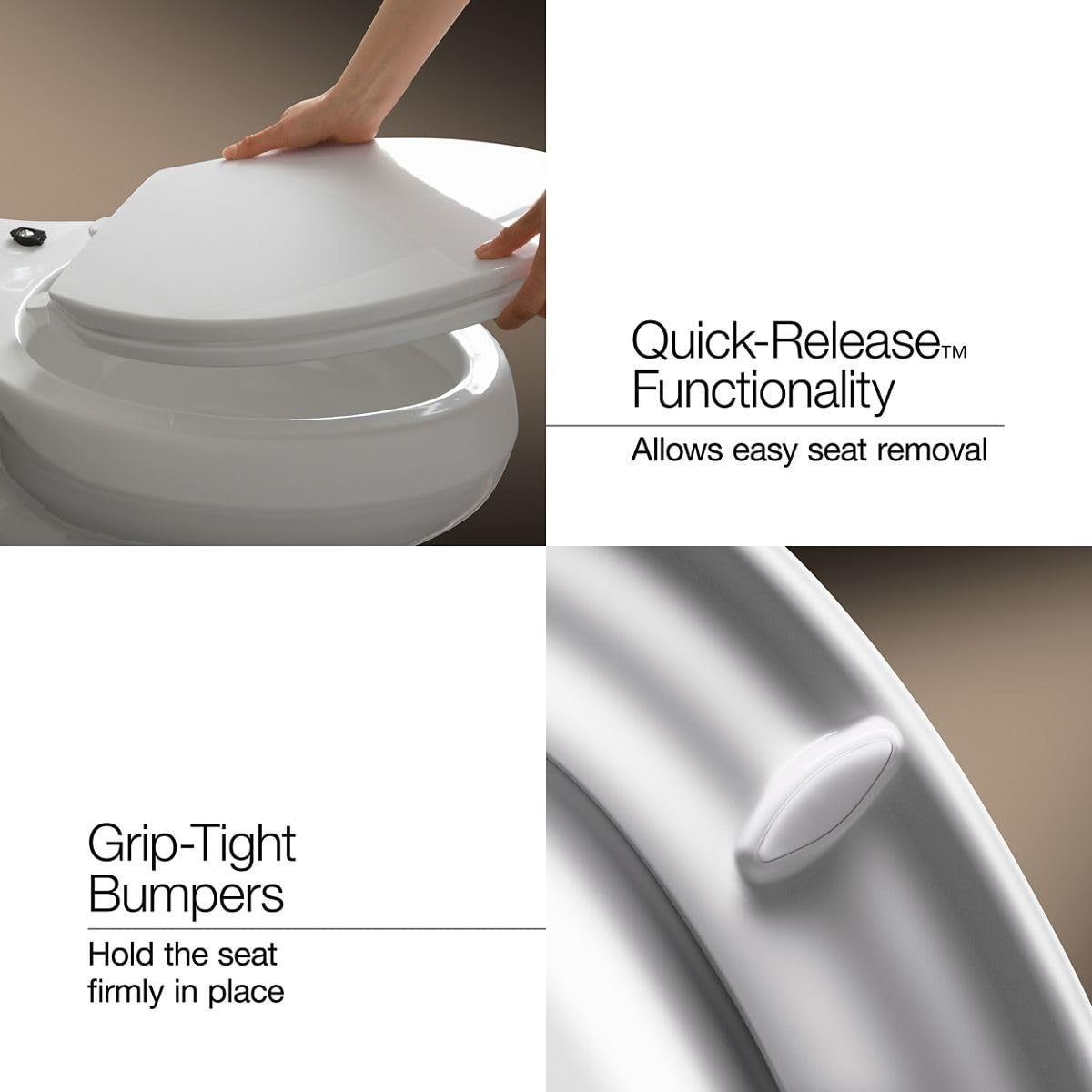 KOHLER K-26801-0 Impro ReadyLatch Quiet Close Elongated Toilet Seat, White