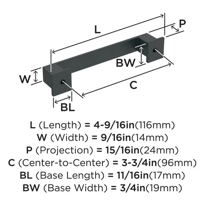 Amerock BP36759FB Appoint Cabinet Pull Matte Black 3-3/4" C2C
