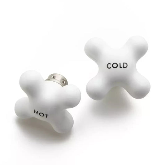 Signature Hardware-Small Porcelain Cross Handles-Pair of 2-White/Brushed Nickel