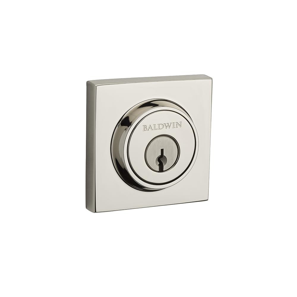 BALDWIN SC.CSD.055.6L.DS Contemporary Square 1-Cyl Deadbolt - Polished Nickel