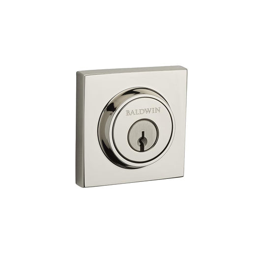 BALDWIN SC.CSD.055.6L.DS Contemporary Square 1-Cyl Deadbolt - Polished Nickel
