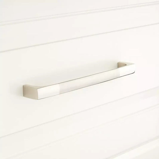 Signature Hardware - 5" Levitt Solid Brass Cabinet Pull-Brushed Nickel-Pack of 4