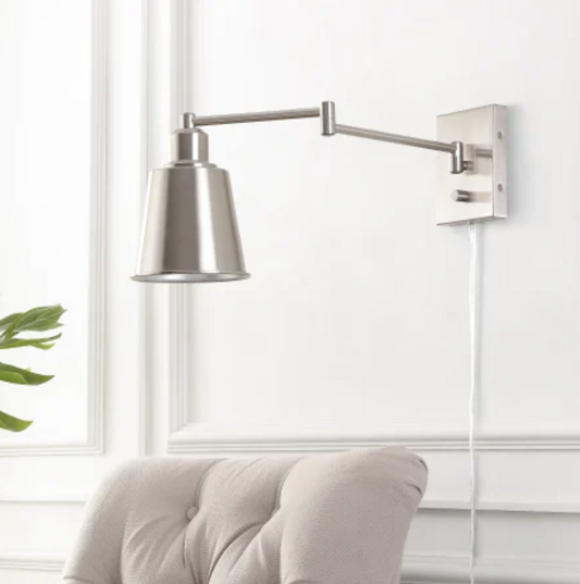 JONATHAN Y Lighting JYL7576 Cary 9" Tall LED Plug-In Wall Sconce - Nickel