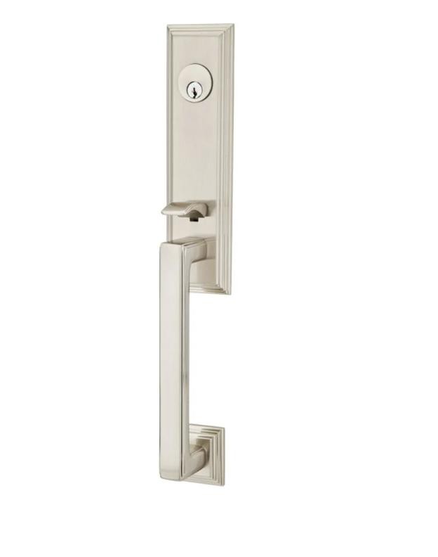 EMTEK 4201HLOLHUS15 Dummy Set Wilshire Tub Entry Helios Lever Satin Nickel
