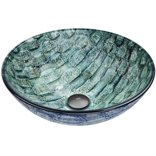 Vigo Giovanni 17"L x17"W x 6"H Over the Counter Glass Round Vessel Bathroom Sink