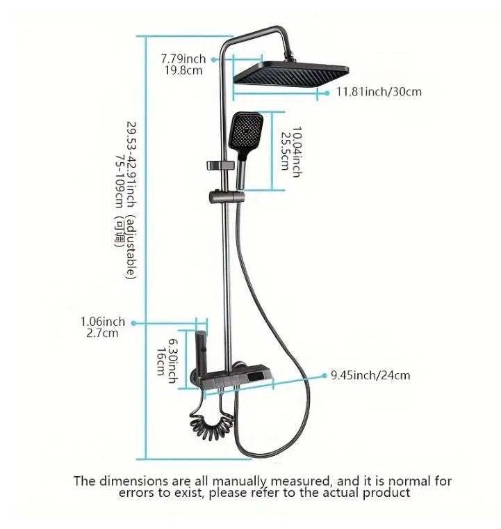 Oversize Showers System, New Condition, 4-Modes, Black