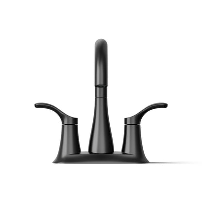 KOHLER K-27388-4-BL Simplice Centerset Bathroom Sink Faucet w/Drain Matte Black