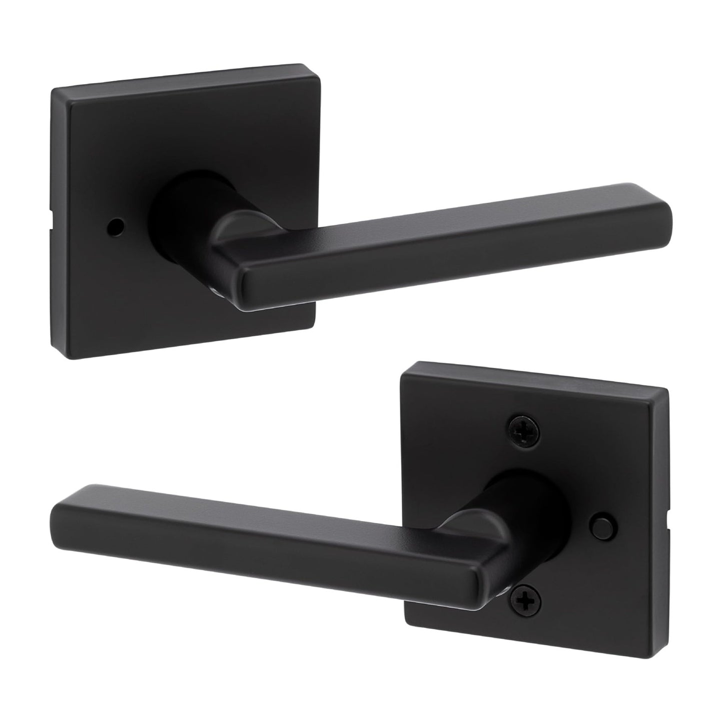 Kwikset 730HFLSQT-514 Halifax Interior Privacy Door Lever Matte Black Reversible