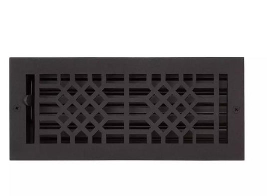 Signature Hardware SH551438BLK Antique Cast Iron Floor Register - 6" x 10"-Black