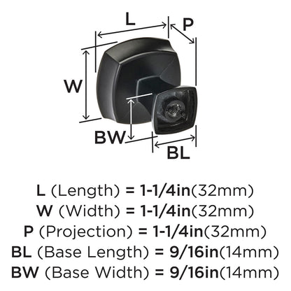 Amerock BP11287FB Cabinet Knob Matte Black 1-1/4" Length Stature