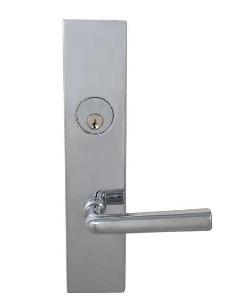 Omnia D12368 Deadbolt Lever Lockset With Plates - Polished Chrome