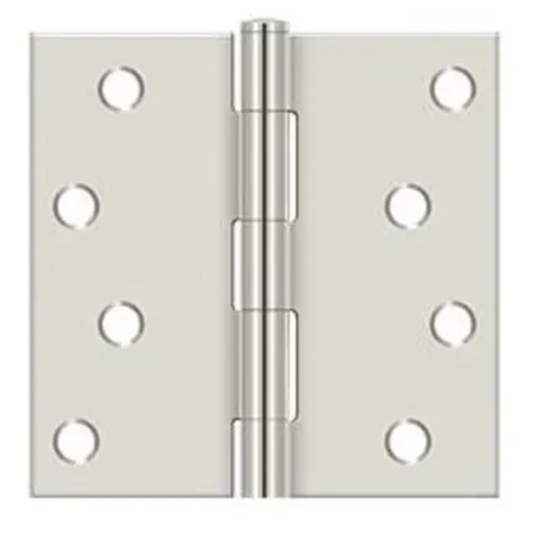 Deltana 4 x 4 Plain Bearing Square Corner Full Mortise Hinge-Pair-Bright Nickel