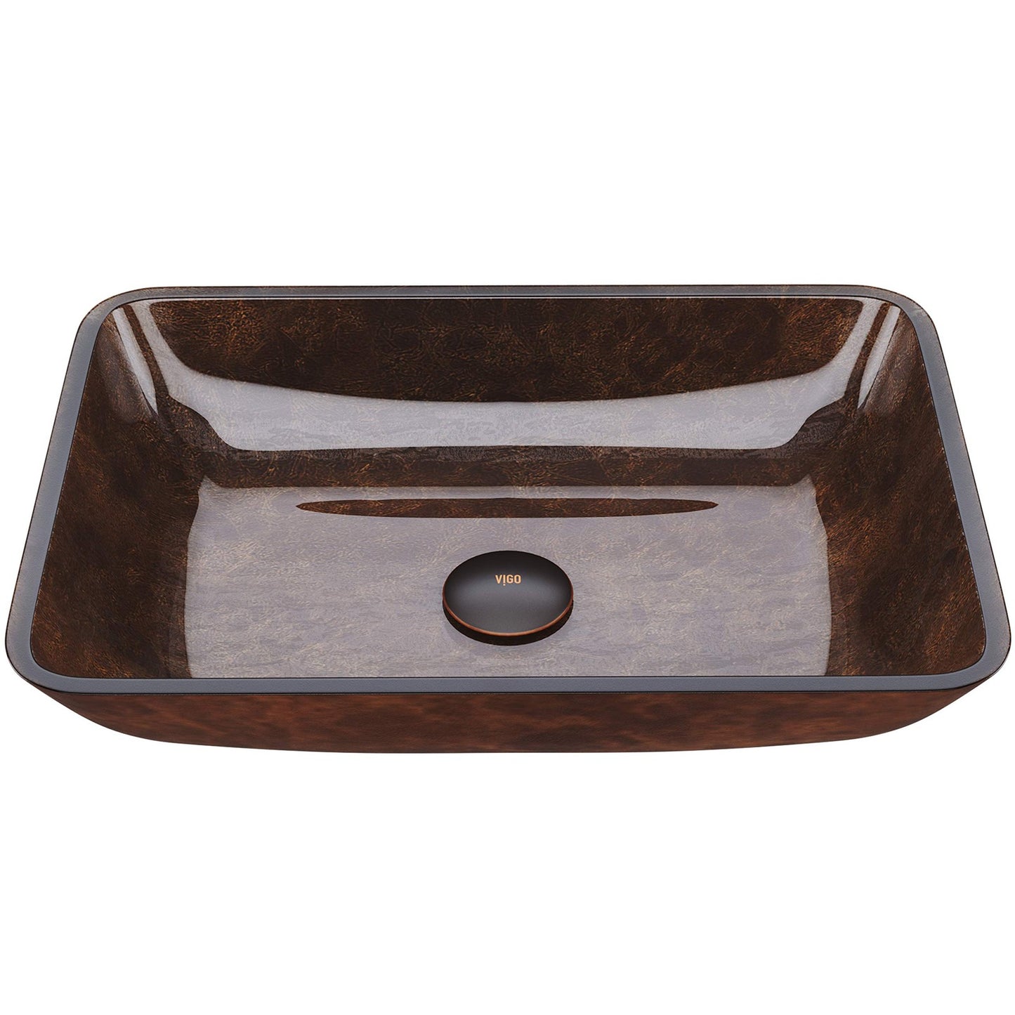 VIGO VG07089 Donatello 18"x13"x4" Over Counter Glass Vessel Sink Reddish Brown