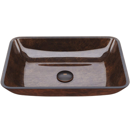 VIGO VG07089 Donatello 18"x13"x4" Over Counter Glass Vessel Sink Reddish Brown