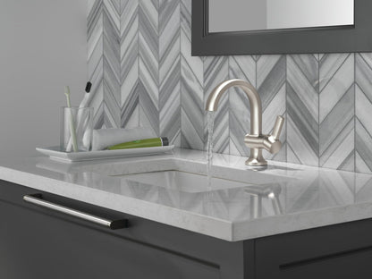 Delta Albion Brushed Nickel Bathroom Faucet 1 Hole Push-Pop Drain 15855LF-SP