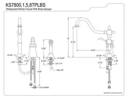 Kingston Brass KS7801TPLBS Templeton KitchenFaucet with Sprayer, Polished Chrome