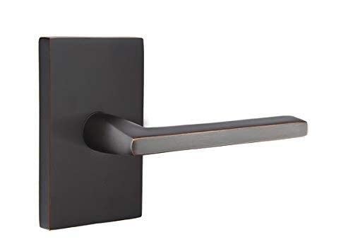 Emtek 5052HLOUS15LH Dummy Modern Rectangular Rosette Helios Lever Satin Nickel