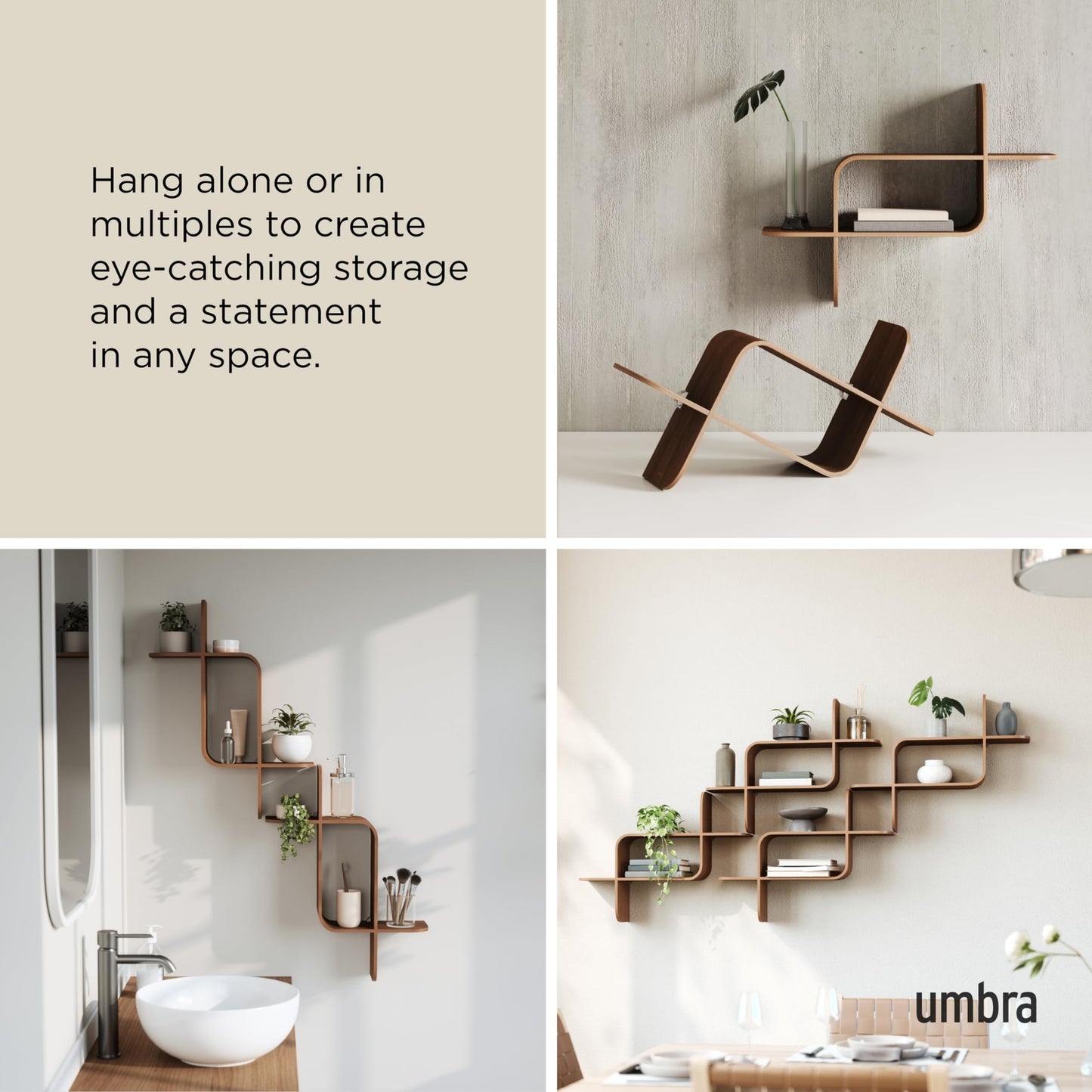 Umbra 1017571-1055 Montage Wall Shelf Light Walnut