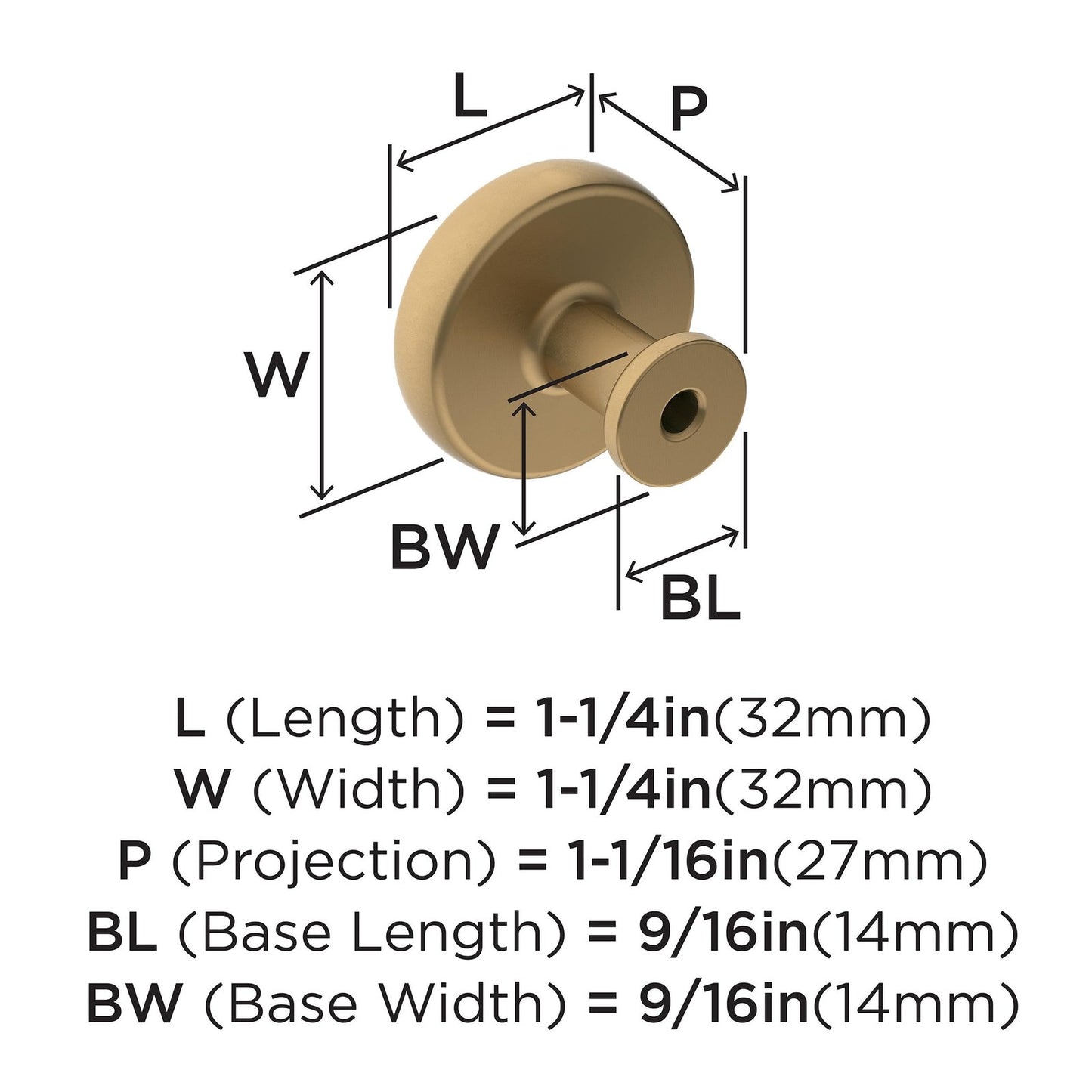 Amerock BP36780CZ Factor Cabinet Knob Champagne Bronze 1-1/4" (32 mm) Diameter