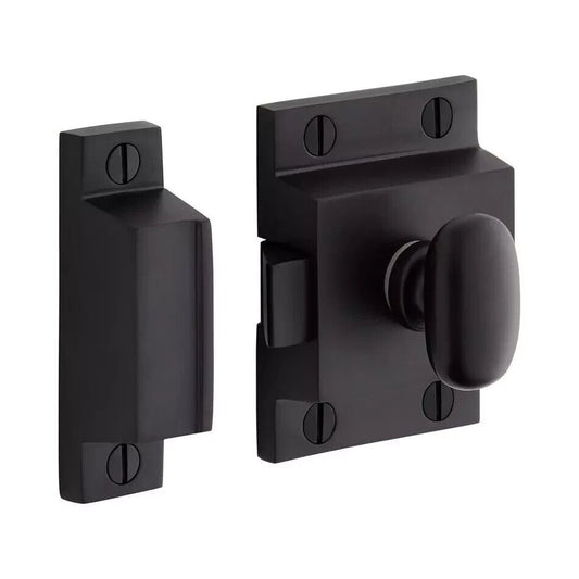 Signature Hardware - Pitkin Brass Cabinet Latches w/oval knob - Matte Black