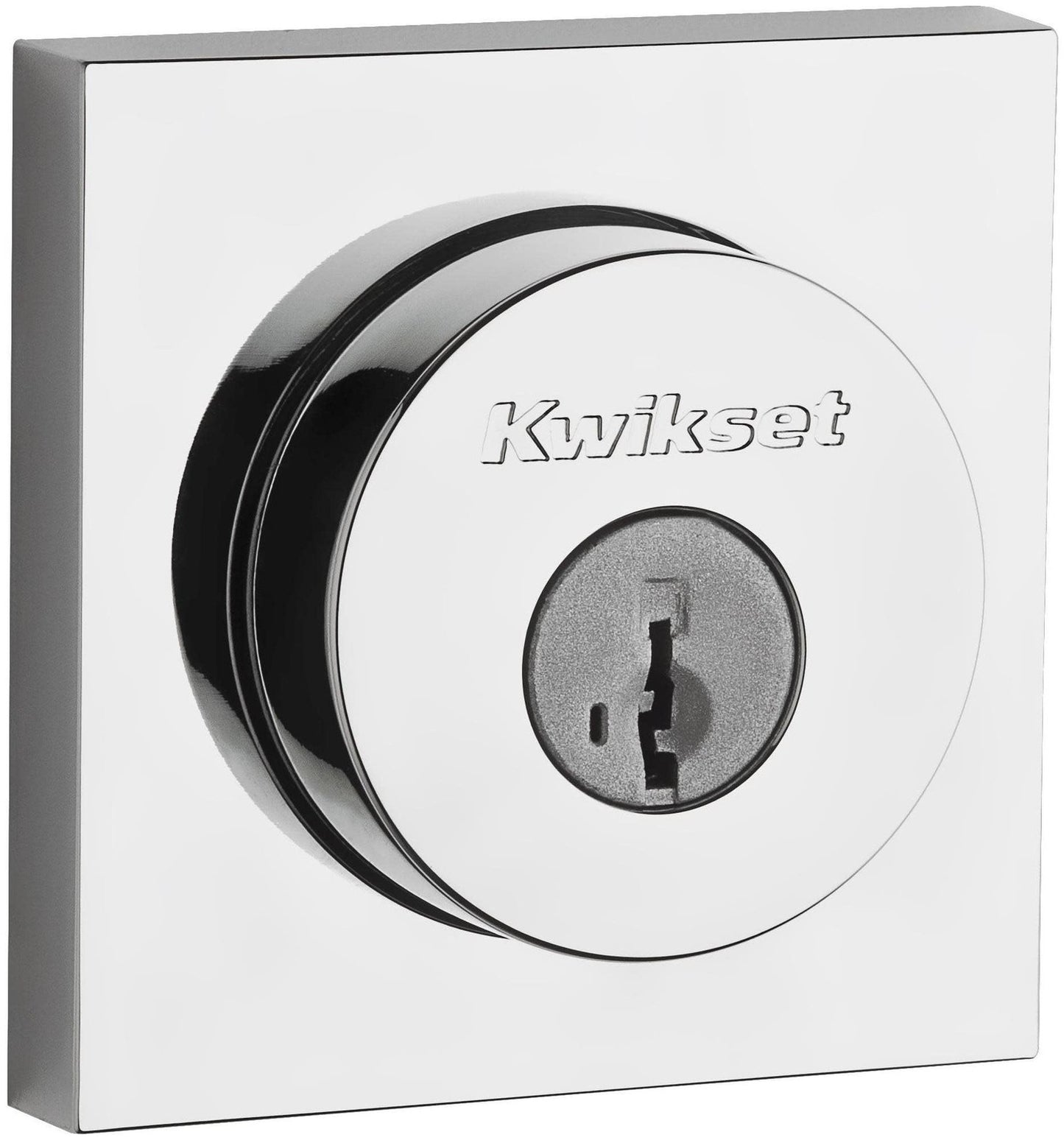 Kwikset 158SQT-26S.STRKP Halifax Square Rose Sngl Cyl Deadbolt Polished Chrome