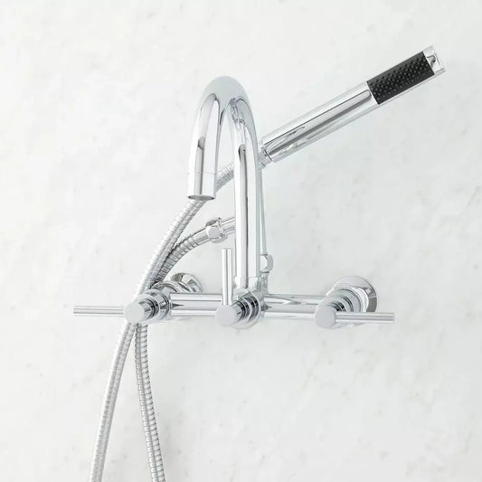 Signature Hardware-Sebastian Deck Mount Tub Faucet & Hand Shower-Chrome