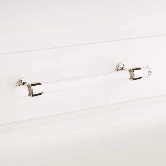 Signature Hardware 450375 6" Beryn Acrylic Cabinet Pull Polished Nickel