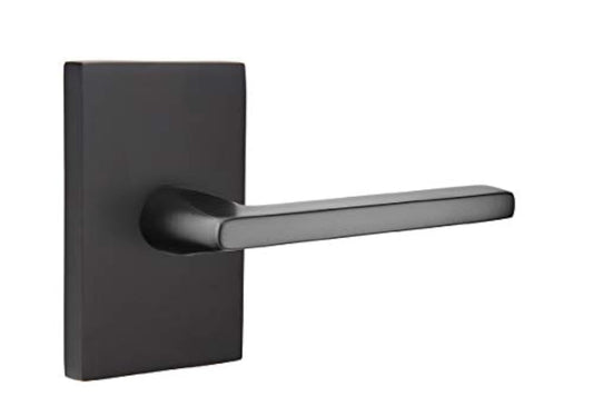 Emtek 5112HLORHUS19 Passage Set Rectangular Rosette Helios Lever, Flat Black, RH