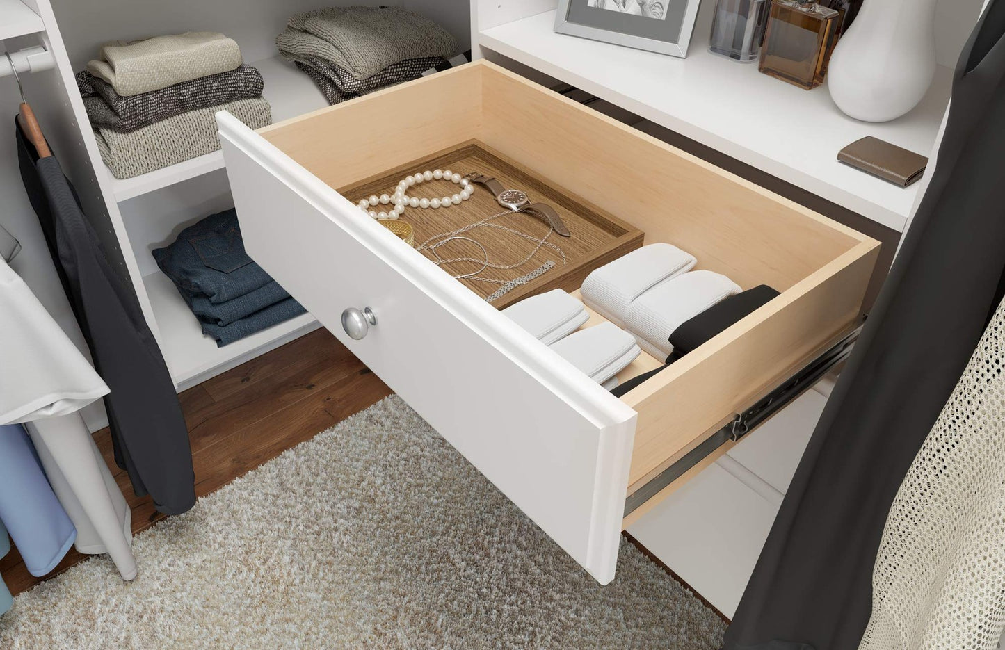 Easy Track RD08ON 8" Drawer Closet Storage, White