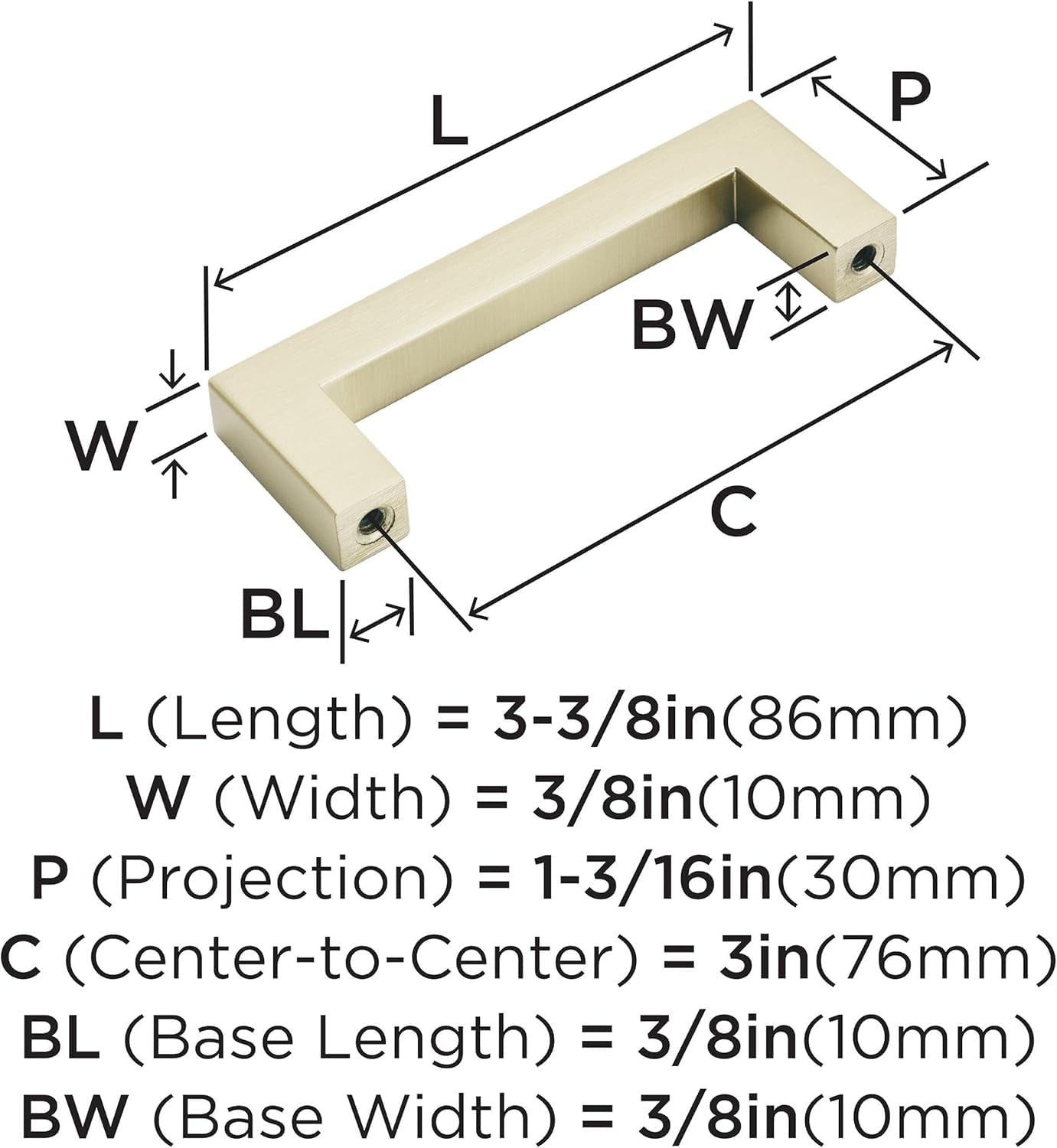 Amerock BP36578BBZ Cabinet Pull Golden Champagne 3" C2C