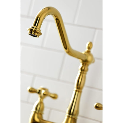 Kingston Brass KS1275AXBS Heritage Bridge Kitchen Faucet w/Brass Sprayer,ORB