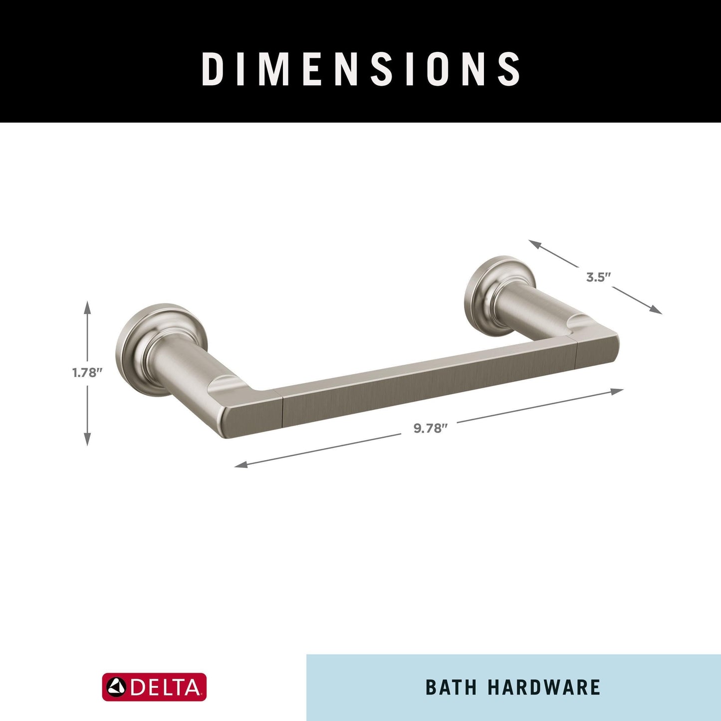 DELTA FAUCET 78908-SS Tetra 8 in. Hand Towel Bar in Stainless Steel