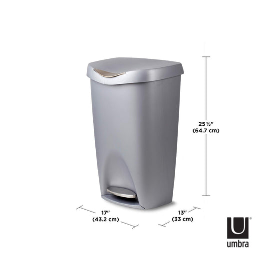 Umbra Brim 084200-410 13 Gal Trash Can Stainless Steel Foot Pedal Silver/Nickel