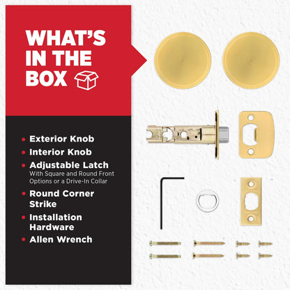 Kwikset 720PSKRDT Pismo Interior Passage Door Knob Satin Brass, Round