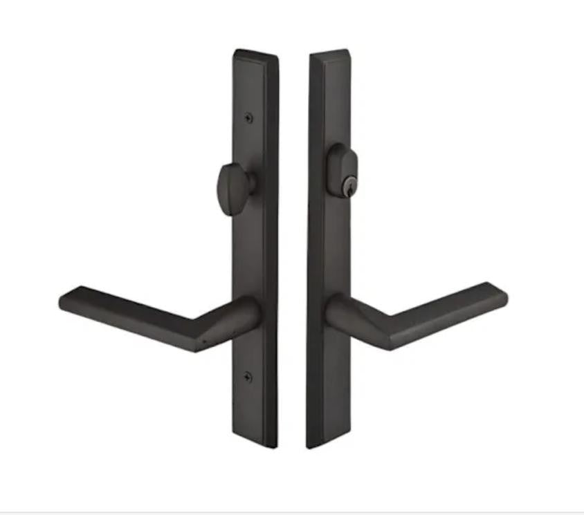 EMTEK 1451LRLHFB Keyed Entry Lever LH Set Larriat American Cylinder Flat Black