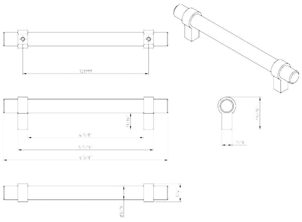 Jeffrey Alexander 5128SN Key Grande 6.62 in Bar Cabinet Pull Satin Nickel
