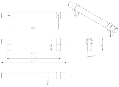 Jeffrey Alexander 5128SN Key Grande 6.62 in Bar Cabinet Pull Satin Nickel