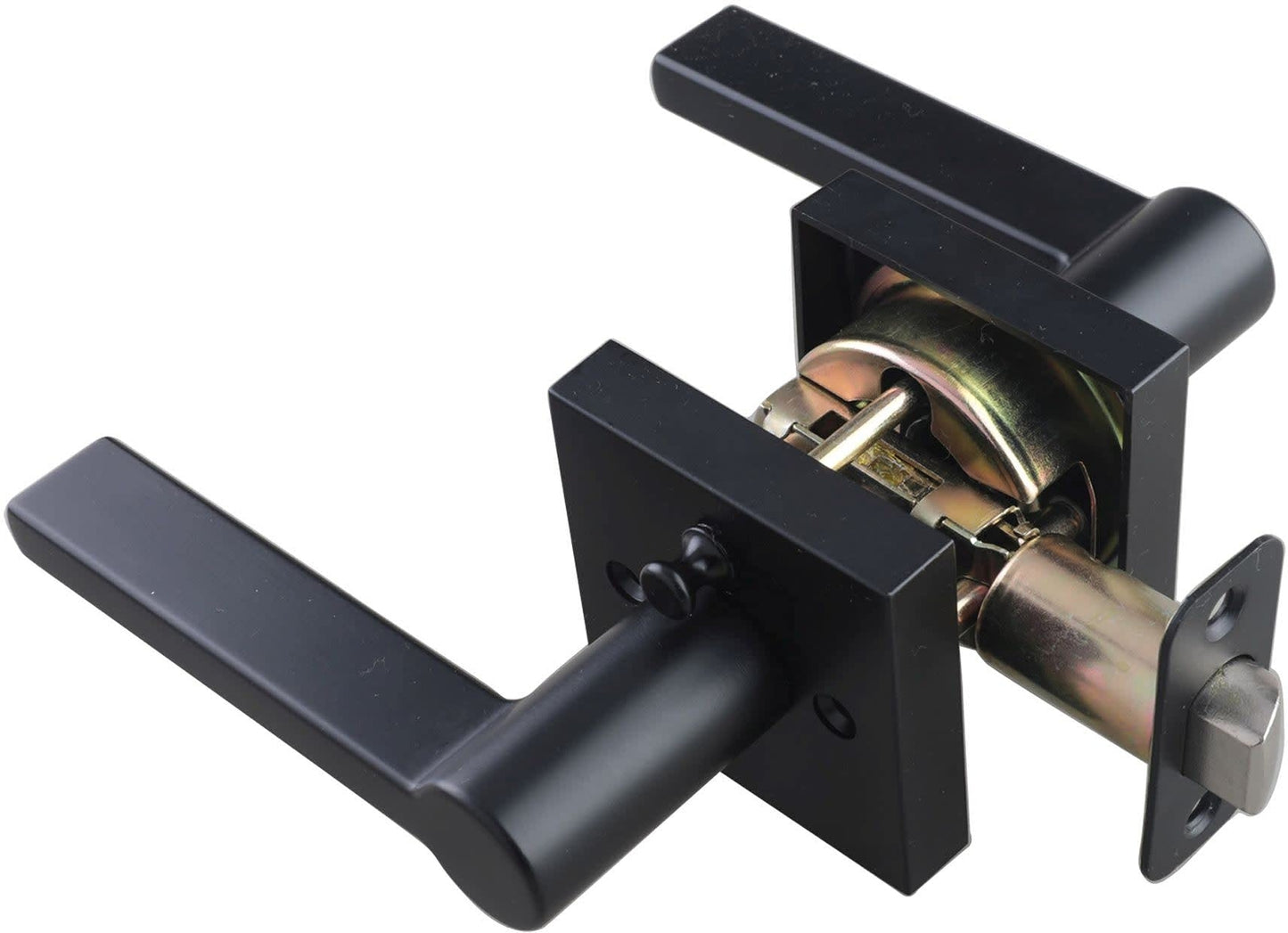 Miseno MLK3022 Lorton Flat Bar Privacy Door Lever Set - Satin Brass