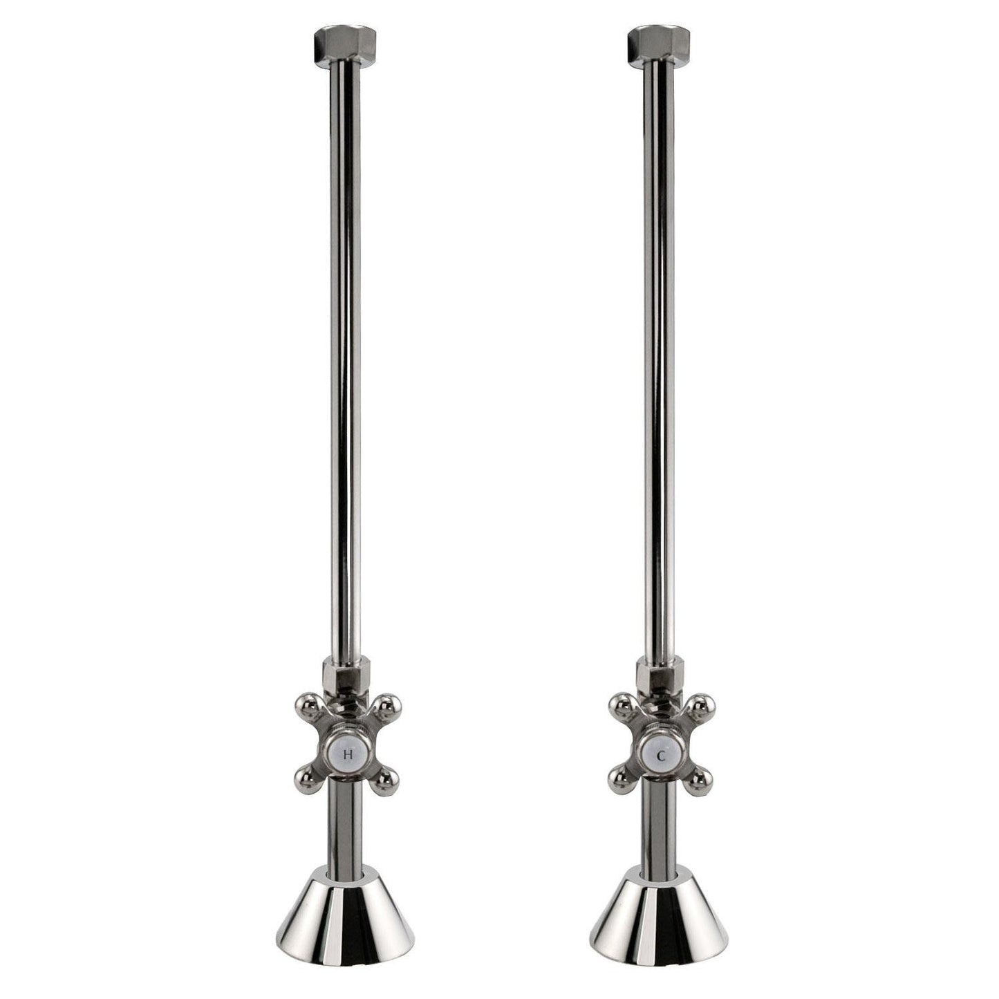 Signature Hardware 158040 Deck-Mount Supply Cross Handle Stops - Brushed Nickel