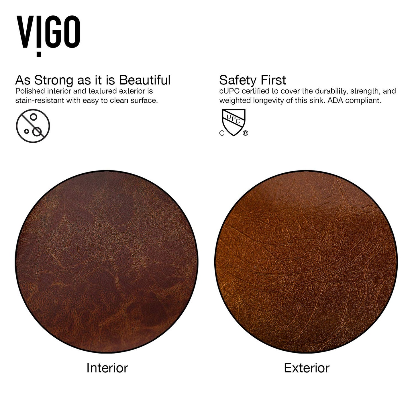 VIGO VG07089 Donatello 18"x13"x4" Over Counter Glass Vessel Sink Reddish Brown