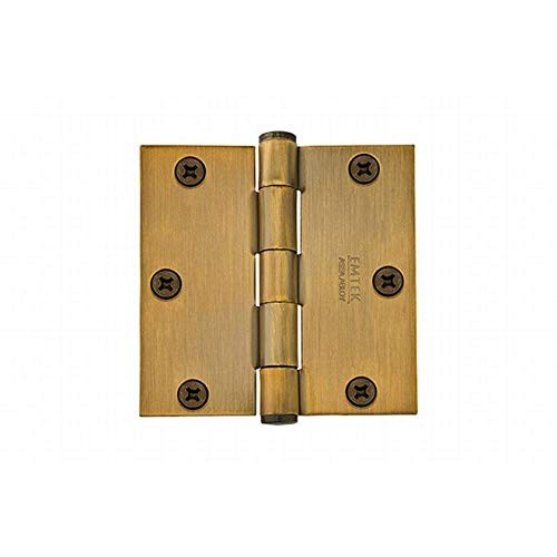 Emtek 92013 3.5x3.5" Square Corner Plain Bearing Mortise Hinge Pair French Antiq
