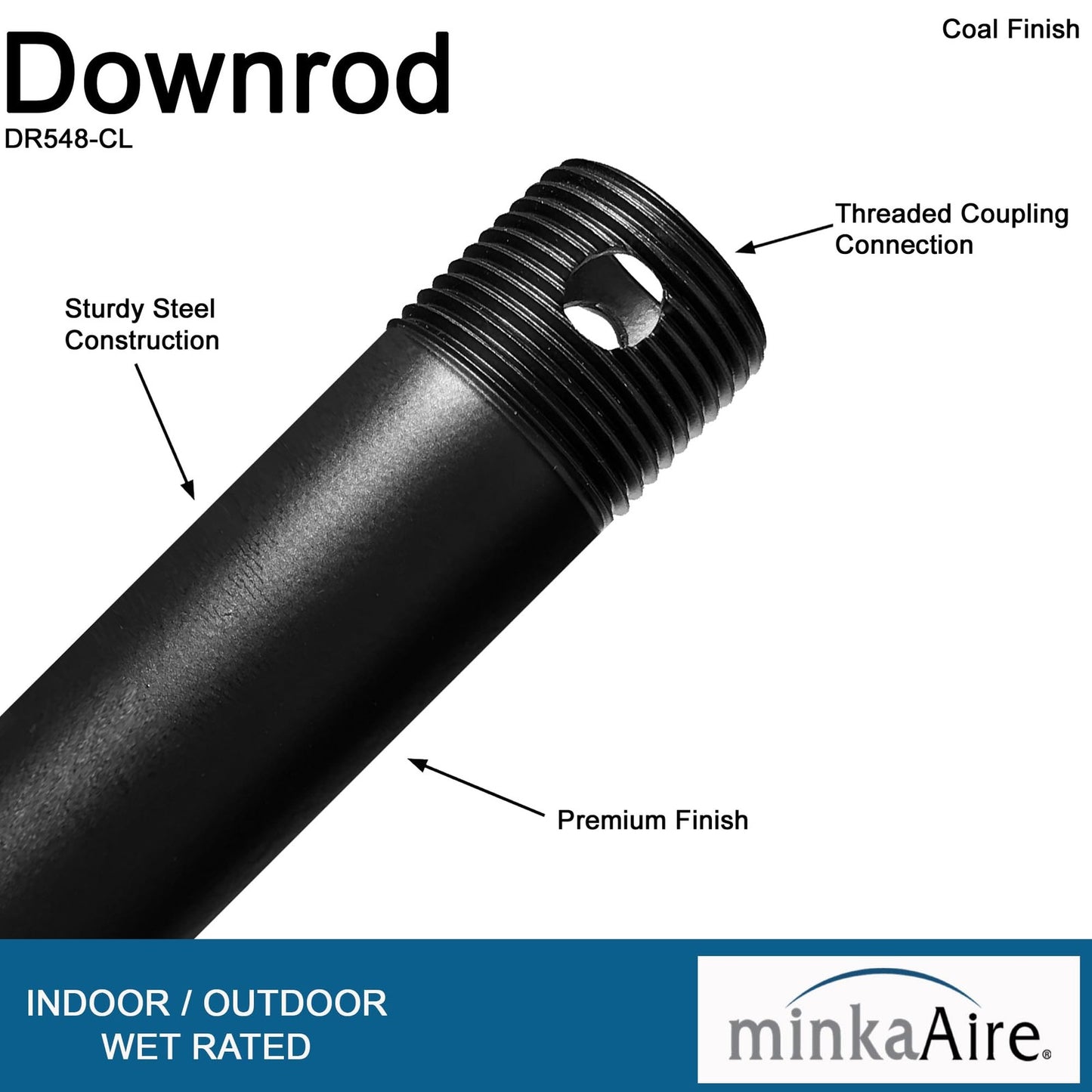 Minka-Aire 48 Inch Ceiling Fan Downrod - Coal - DR548-CL