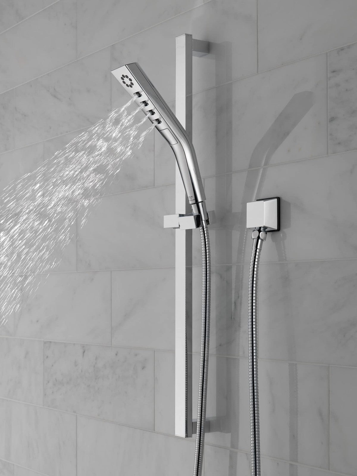 Delta 51799-PR 3-Spray H2Okinetic Slide Bar Hand Shower w/Hose Lumicoat Chrome