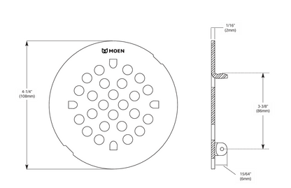 Moen 101663BN Brushed Nickel 4-1/4" Snap-in Shower Strainer