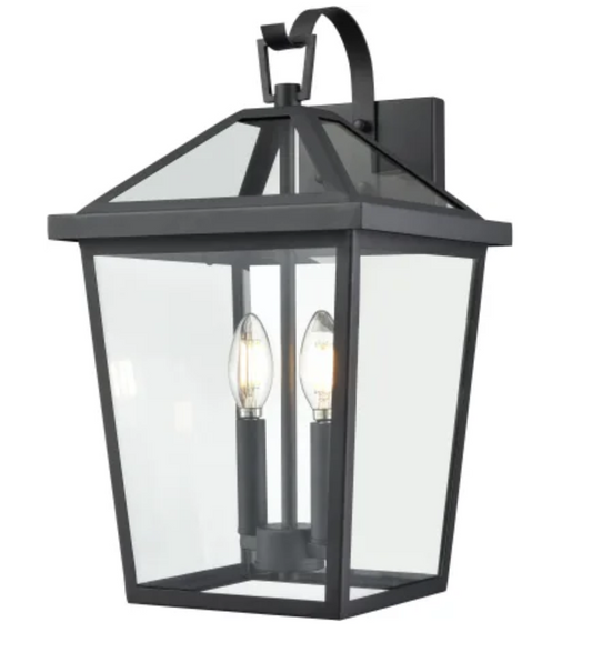 Millennium Lighting Mensun 2 Light 18" Outdoor Wall Sconce w/Clear Glass-Black