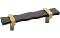 Sietto P-1903-5-5-SB Adjustable 5-1/2" Black Glass Cabinet Pull Satin Brass